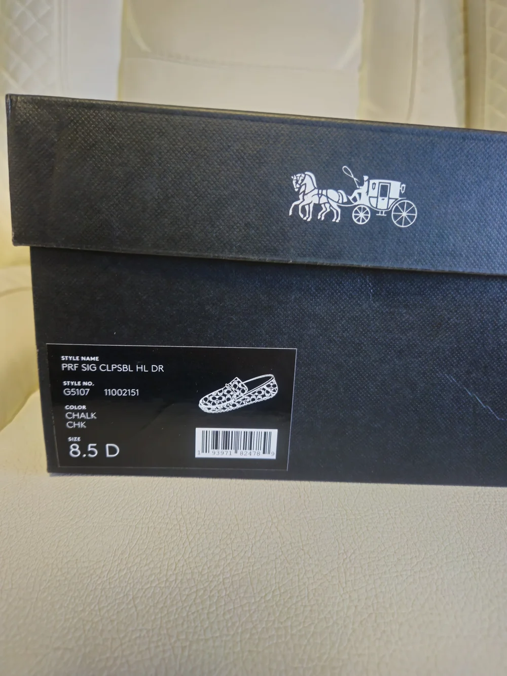 Coach Men’s White Perforated Leather Driving Loafers Authentic